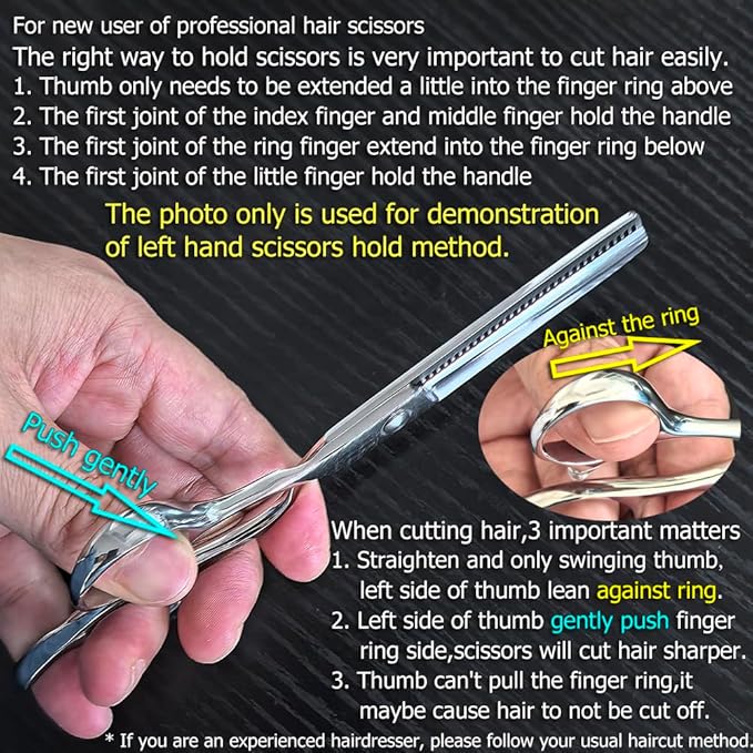 Hair Thinning Scissors left hand 5.5 Inch Barber Scissors Left hand Hair Thinning Shears Barber Shears KINSARO for Hairdresser Barbershop or Home Use