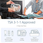 PACKISM TSA Approved Toiletry Bag - Clamshell Closing Clear Makeup Bags with Handle, Laurel Green, Quart-sized Clear Travel Bags for Toiletries, Carry-on Travel Essentials