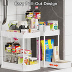 Ukeetap 2 Pack Multi-Purpose Pull-Out Storage Organizers, Under Sink & Cabinet Storage, 12.8 Inch, White (白色)