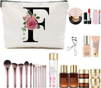 Initial A-Z Personalized Letter Makeup Bag, Monogrammed Bridesmaid Gifts/Presents Cosmetic Bag, Portable Stationery Storage Organizer Pouch, Friendship Love Travel Makeup Bags