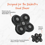 Groomie BaldiePro Cordless Bald Head Shavers for Men, Blade Refill - Waterproof Electric Head Shavers Replacement Head - Men's Rotary Head Razor for Bald Men for Smooth Shave