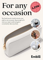 Embla Makeup Bag Travel Cosmetics Pouch and Toiletry Bag, Nylon Zipper Pouch Purse, Cute Make Up Organizer Storage Tote for Women Girls, Waterproof Travel Skincare Case, Small Makeup Bags, White