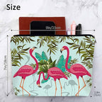 Women Makeup Organizer Bag Flamingo Exotic Flamingo Tropical Palms Flax Cosmetic Bag Makeup Bags Toiletry Bag Accessories Organizer Travel Bags For Home Bathroom Office Hotel Gym Pink Green
