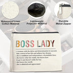 Makeup Bag Boss Lady Gifts for Women Female, Thank You Gifts for Boss Lady Definition Cosmetic Bag Zipper Makeup Pouch