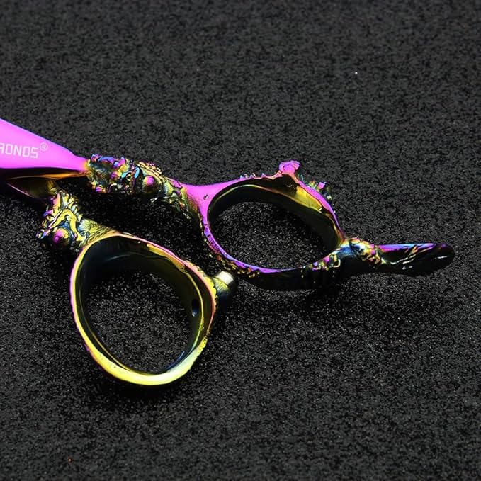 5.5/6 /7 Inch Purple Dragon Knight Professional Japanese Hair Scissors Barber Scissors Set (6 inch 2pc-A)