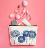 Watercolor Blue Flowers Makeup Bag,Spring Summer Flower Cosmetic Bag Best Gift Idea for Teen Girls Women,Birthday Christmas Gifts for Girls Women Daughter Sister