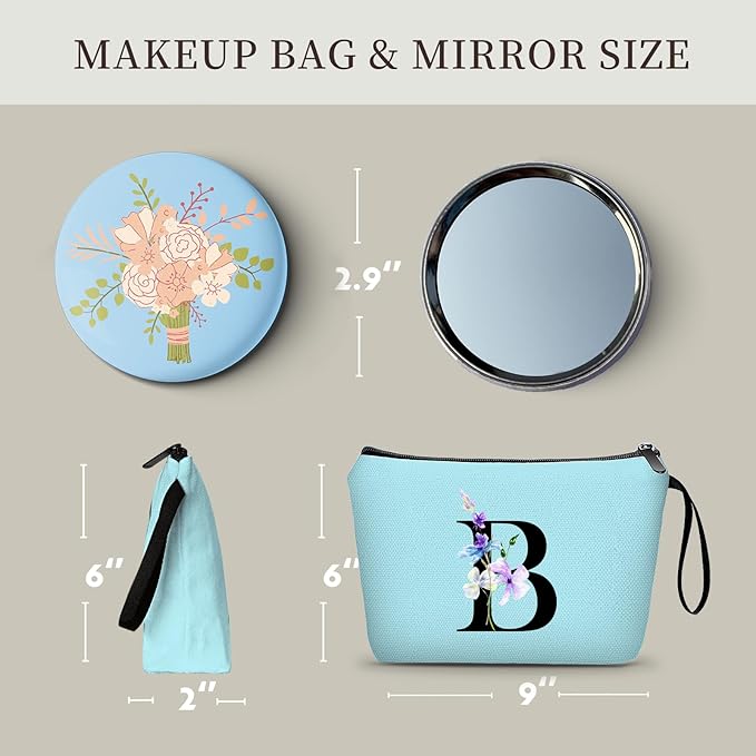 Birthday Inspirational Bridesmaid Proposal Team Small Gifts for Women Mom Aunt Teacher Sister Coworkers Makeup Cosmetic Bag Travel with Mirror Mothers Day Christmas Graduation B