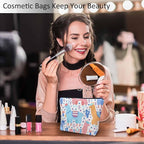 Makeup Bag For Purse Llama, Cartoon Llama Alpaca Cactus Cosmetic Bags For Women With Zipper Travel Toiletry Pouch Makeup Bags Makeup Organizers Purse For Toiletries Cosmetics