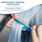 Hair Cutting Scissors Kit 11PCS, Professional Haircut Scissors with Japanese Stainless Steel Shears, Thinning Shears, Haircut Accessories in Leather Case for Salon/Home (Blue)