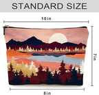 Cute Makeup Bag for Purse Canvas Waterproof Funny Cosmetic Bags for Women Zipper Travel Toiletry Pouch-Mountain Makeup Bags-Red