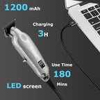 KEMEI 2293 Professional Hair/Beard Trimmer for Men Zero Gapped Hair Clippers for Barber with T Blade, Cordless Rechargeable, Silvery