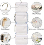 Bosidu Hanging Travel Toiletry Bag,Large Capacity Cosmetic Travel Toiletry Organizer for Women with 4 Compartments & 1 Sturdy Hook,Perfect for Travel/Daily Use/Christmas