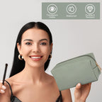 Sanwuta 9 Pcs Makeup Bags Bulk PU Double Zippers Cosmetic Bag Makeup Toiletry Christmas Small Pouch Portable Travel Organizers Case for Women Bridesmaid Party End of The Year(Dark Green)