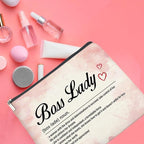 Boss Lady Makeup Bag - Appreciation Gift for Women Leader Mentor - Definition Zipper Pouch