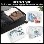 16 Pack Waterproof Cosmetic Bag TSA Approved Toiletry Bag, Portable Travel Pouch with Zipper, Vinyl Plastic Organizer Storage for Men and Women (White-L)