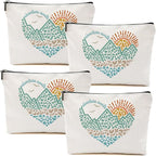 4pcs Camping Gifts for Women Makeup Bag, Travel Essential Cosmetic Bag Camping Essentials Birthday Gifts for Women Female Girls Sister BFF, Outdooor Enthusiasts Toiletry Bags