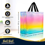 Nush Nush Large Fantasy Pastel Gift Bags – Set of 12 Reusable Rainbow Gift Bags With Handles – Colorful Goodie Bag for Kids, Birthday Party Favors, Christmas, Parties and Events, Holiday -13x5x11