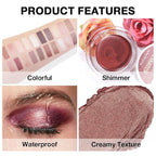 evpct Single Cream Eye Shadow Palette Pot Makeup for older Women, Cocoa Mocha Shimmer Glitter Metallic Monochrome Cream to Powder Eyeshadow Palette Eye Brightener, High Pigment Waterproof Blendable