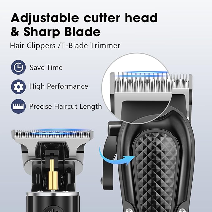 HIENA PRO Professional Hair Clippers and Trimmers Kit, Cordless Rechargeable Clippers with LED Display, Haircut Clipper Set for Barbers, Gifts for Men