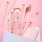 Docolor Eye Makeup Brushes 15Pcs Eyeshadow Brush Set with Soft Synthetic Hairs Professional Eye Shadow Blending Concealer Eyebrow Eyelash Eye Liners Premium Eye Make Up Brushes Set (Pink)