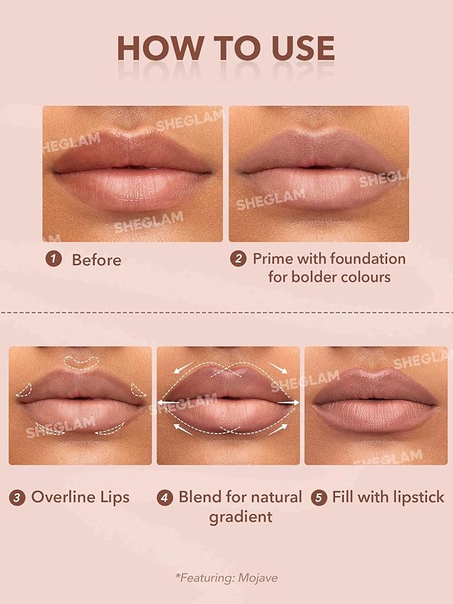 SHEGLAM Lip Liner Creamy Matte Pencil High Pigment Not Easy to Fade Silky Smooth Matte Contour Tint Lip Makeup-Misty Rose