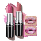 Anglicolor 2pcs Pink Glitter Lipstick,High Impact Lipcolor,Lightweight Hydrating Formula Smooth and Non-Sticky,Metallic Lipstick For Women,Full-Coverage Lip Color