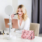Aosbos Premium Small Makeup Bag, Compact Cosmetic Pouch, Travel-Size Make UP Case for Women, Leopard, Pink
