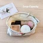 STARDW Aesthetic Floral Makeup Bag Cute Small Cosmetic Bags for Women Girls, Travel Toiletry Bag Large Capacity Zipper Makeup Pouch, Purse Organizer Pouches (Tulip White)
