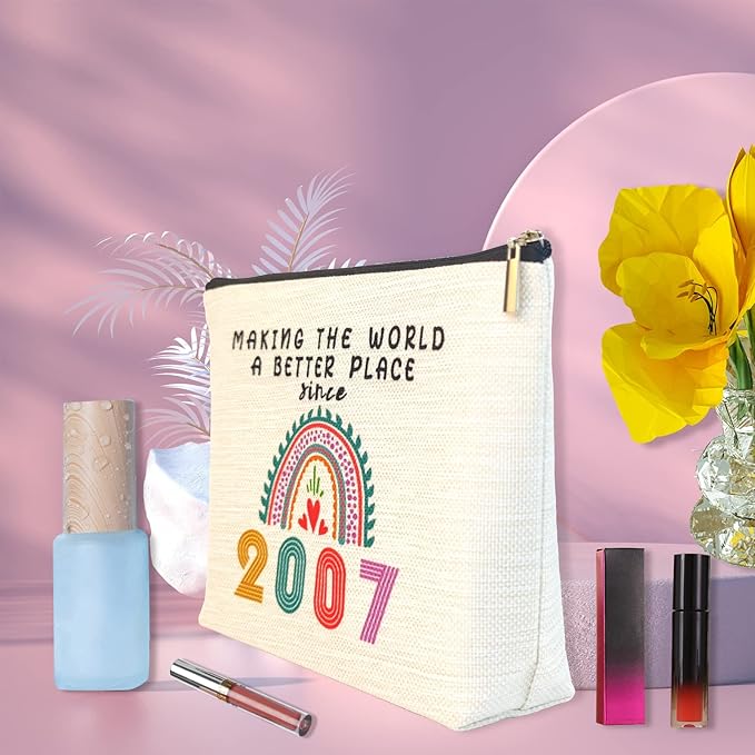 18th Gifts for Girls, Her, Sister, Daughter, Niece, Funny 2007 18th Birthday Gifts, Small Makeup Bag for 18 Year Old Teenage Girls Trendy Stuff, Christmas Party Favors Ideas, Cosmetic Travel Bags