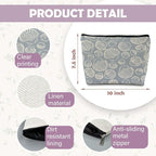 Coastal Beach Makeup Bag - Aesthetic Sea Shell Cosmetic Pouch for Women, Beach Gifts, Vacation Gifts, Light Blue Beachy White Pouch