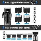 HIENA PRO Professional Cordless Hair Clippers for Men, T-Blade Beard Trimmer & Foil Shaver & Nose Hair Trimmer Set, Rechargeable Electric Barber Hair Cutting Grooming Kit