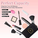 Small Personalized Letter Makeup Bag, Cute PU Leather Chenille Letters Cosmetic Bag Travel Makeup Pouch, Preppy Travel Organizer Zipper Pouch for Women&Girls（Black-O）