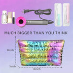 Hiroyuki Iridescent Quilted Makeup Bag, 3pcs Cute Makeup Bag Set, Large Capacity Cosmetic Organizer Travel Toiletry Pouch (plain, rainbow)