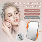 Portable Travel Cosmetic Bag with LED, 3-color Adjustable Cosmetic Organizer, Women's Cosmetic Case, Mirror Makeup Bag Case Rechargeable (Pink)