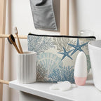 Ocean Starfish Coral Seashell Beach Makeup Bag, Marine Life Sea Animals Cosmetic Bags for Women, Beach Vacation Gifts, Ocean Themed Gifts