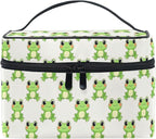 MNSRUU Makeup Bags, Frog Cute Makeup Organizer Bags Toiletry Bag Box Travel Cosmetic Bag Make Up Train Case for Women Teen Girl Ladies