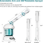 Facial Steamer, Nano Ionic Face Steamer for Facial Deep Cleaning Portable Ozone Steamer with Extendable 360° Rotating Arm, Humidifier for Home Salon Spa or Personal Care (Blue)