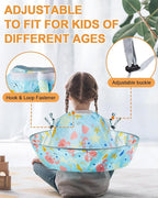 Lictin Haircut Capes Umbrella for Kids - Hair Cutting Haircut Cape Kids Waterproof Foldable Adjustment, Hairdressing Umbrella Cape Apron with 1PCS Black Comb, Marine Theme, 60cm