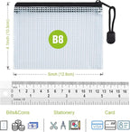 12 Pcs Plastic Mesh Zip File Bags, Waterproof Tear-Resistant Document File Folders, B8 Size Zipper Documents Pouch Document Organizer Bags for School Office Home Travel Storage(5×4.1 Inch)