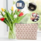 Watercolor Pink Flowers Makeup Bag Floral Cosmetic Bag Friend Friendship Gifts for Women Girls Sister Coworker Mom Botanical Travel Organizer Zipper Pouch Christmas Thanksgiving Birthday Gifts