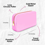 DANCOUR Nylon Makeup Bags for Women Large Preppy Travel Toiletry Pouch Cosmetic Bag Makeup Organizer