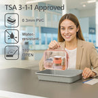 PACKISM Clear Makeup Bag - 2 Pack TSA Approved Toiletry Bag with Handle and 180° Large Opening, Clear Toiletry Bag Fit Carry-on Travel Essential, Travel Bags for Toiletries, Rose Pink