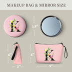 Birthday Thank You Appreciation Monogrammed Gifts for Mom Aunt Teacher Sister Friend Coworkers Bride Bridesmaid Makeup Cosmetic Bag with Mirror Mothers Day Christmas Graduation K