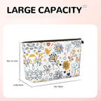 Womens Leather Makeup Bag Cosmetic Bag Travel Toiletry Bags Make Up Bags for Women Adult (Boho·Floral)