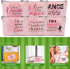 6 Pcs Dance Makeup Bag, Dancer Gifts, Dance Gifts Dance Stuff Cosmetic Bag Dance Recital Gifts for Girls Women Friends Dance Lover Travel Toiletry Bag, Dance Teacher Gifts Graduation Birthday Gifts
