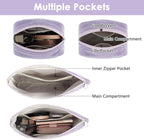 Corduroy Makeup Bag, Travel Cosmetic Bag Organizer Toiletry Bag Make Up Bags with Zipper & Compartments for Women Girls, 2PCS