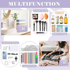 Personalized Makeup Bag Initial A-Z Preppy Patch Bag,Small PU Leather Travel Cosmetic Bag Pouch with Zipper,Purple Cute Toiletry Bag,Gift Ideal for Teen Girls Women Birthday Friend Mom,Latter N