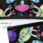 Small Zipper Cosmetic Case, Portable Makeup Case, Toiletry Bag, Travel Cosmetic Toiletry Bag Goth Moon Frogs Moth Butterfly Magical Mushroom Leaves