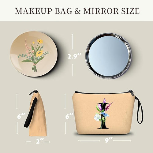 Birthday Inspirational Bridesmaid Proposal Team Small Gifts for Women Mom Aunt Teacher Sister Coworkers Makeup Cosmetic Bag Travel with Mirror Mothers Day Christmas Graduation I