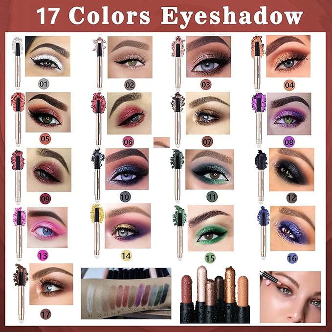Bright Green Eyeshadow Stick Cream Smooth Shimmer Eyeshadow Pencil Eyeliner Hypoallergenic Dark Light Matte Crayon Palette Waterproof Long Lasting Eye Shadow Highlighter Stick